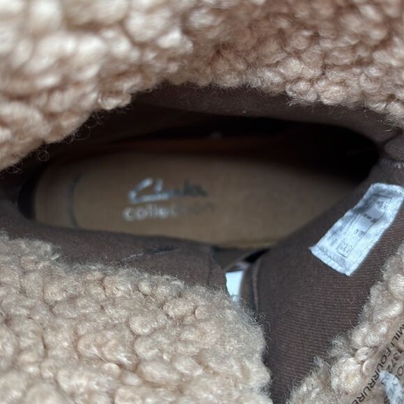 Clark’s Collection Opal Zip Stacked heel taupe suede winter boots NWT - Picture 11 of 12